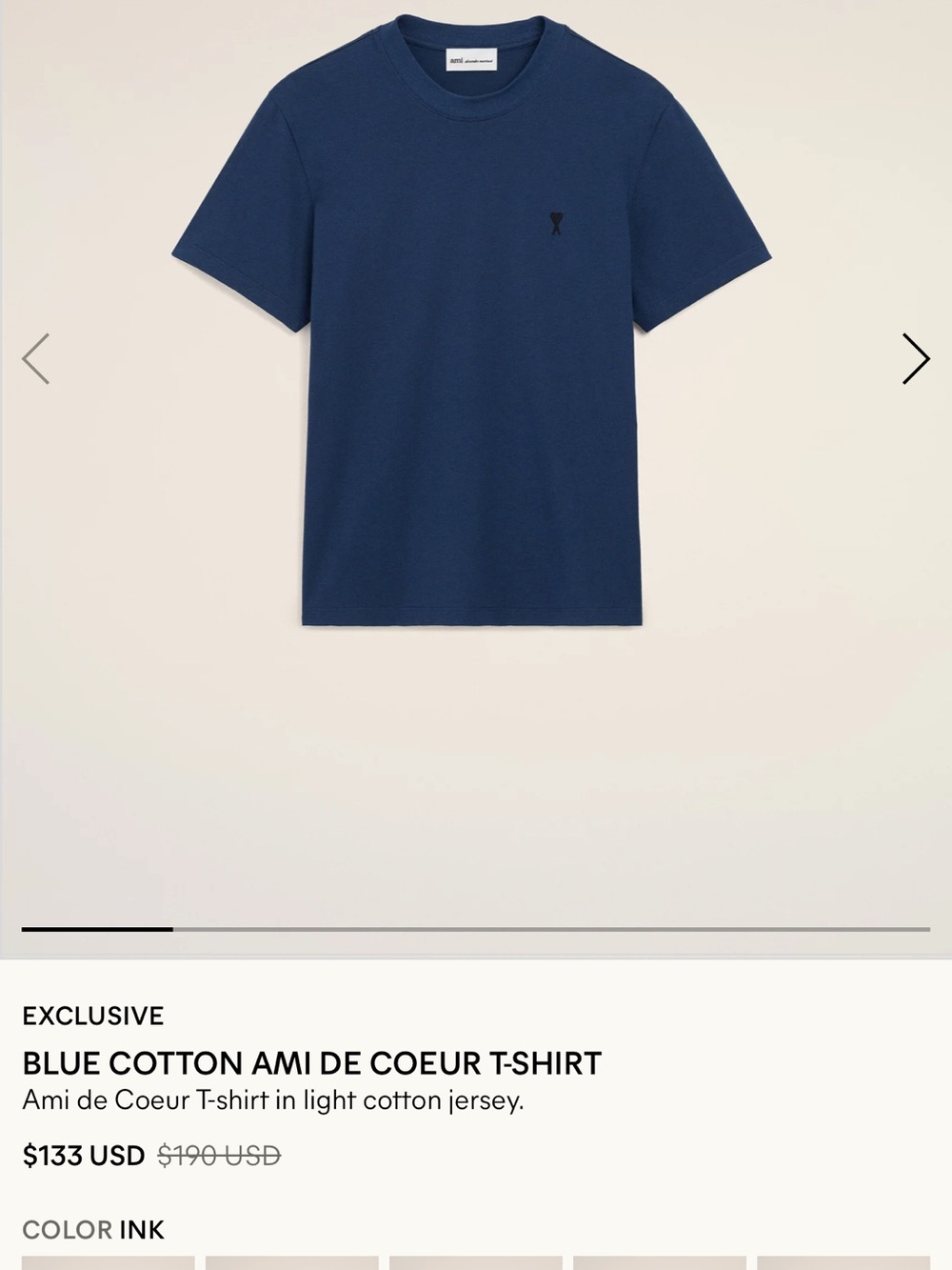 Ami Alexandre Mattiussi Navy Blue Heart Logo Crew Neck Tee